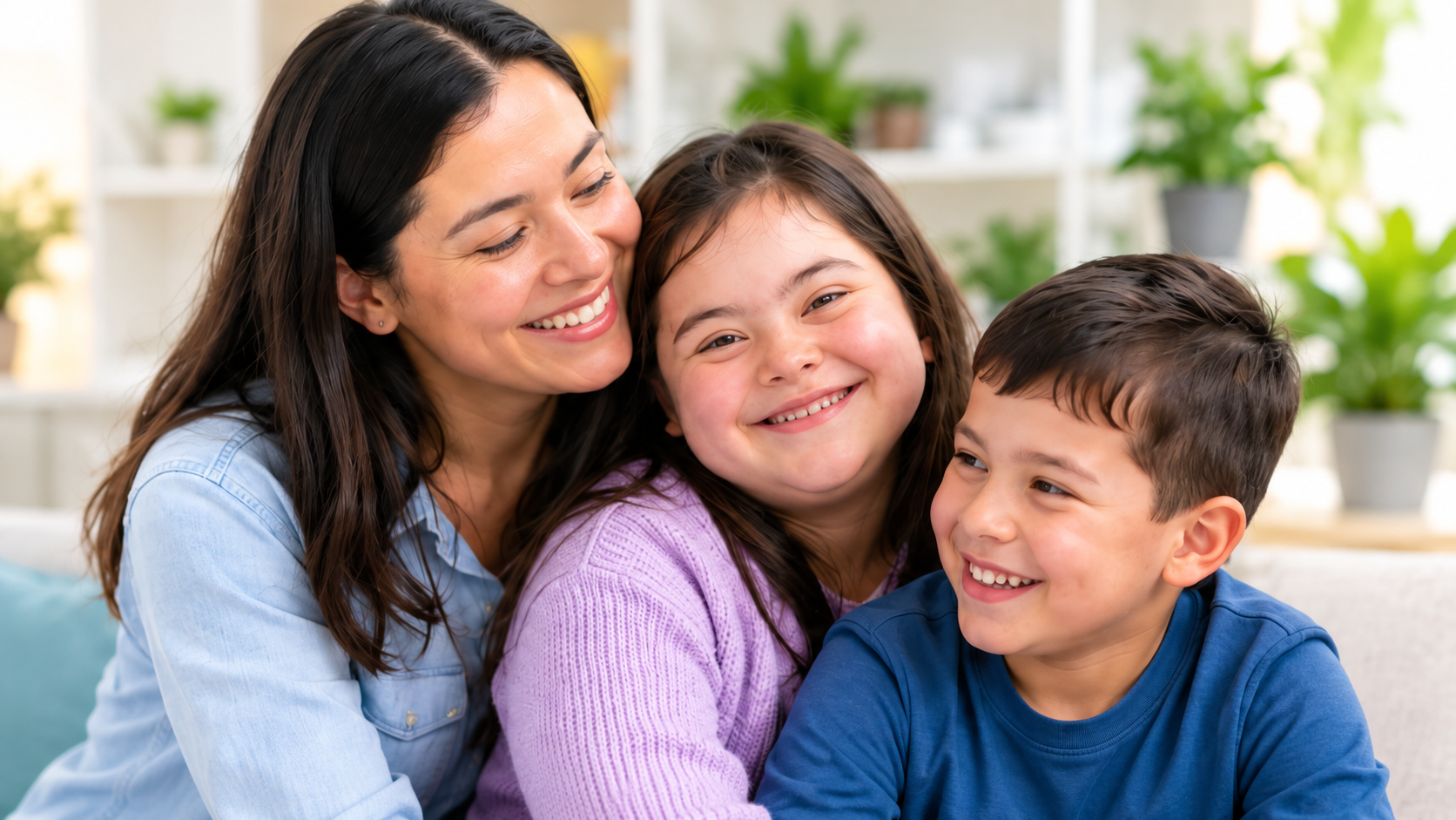A smiling family together representing support, inclusion, and community impact